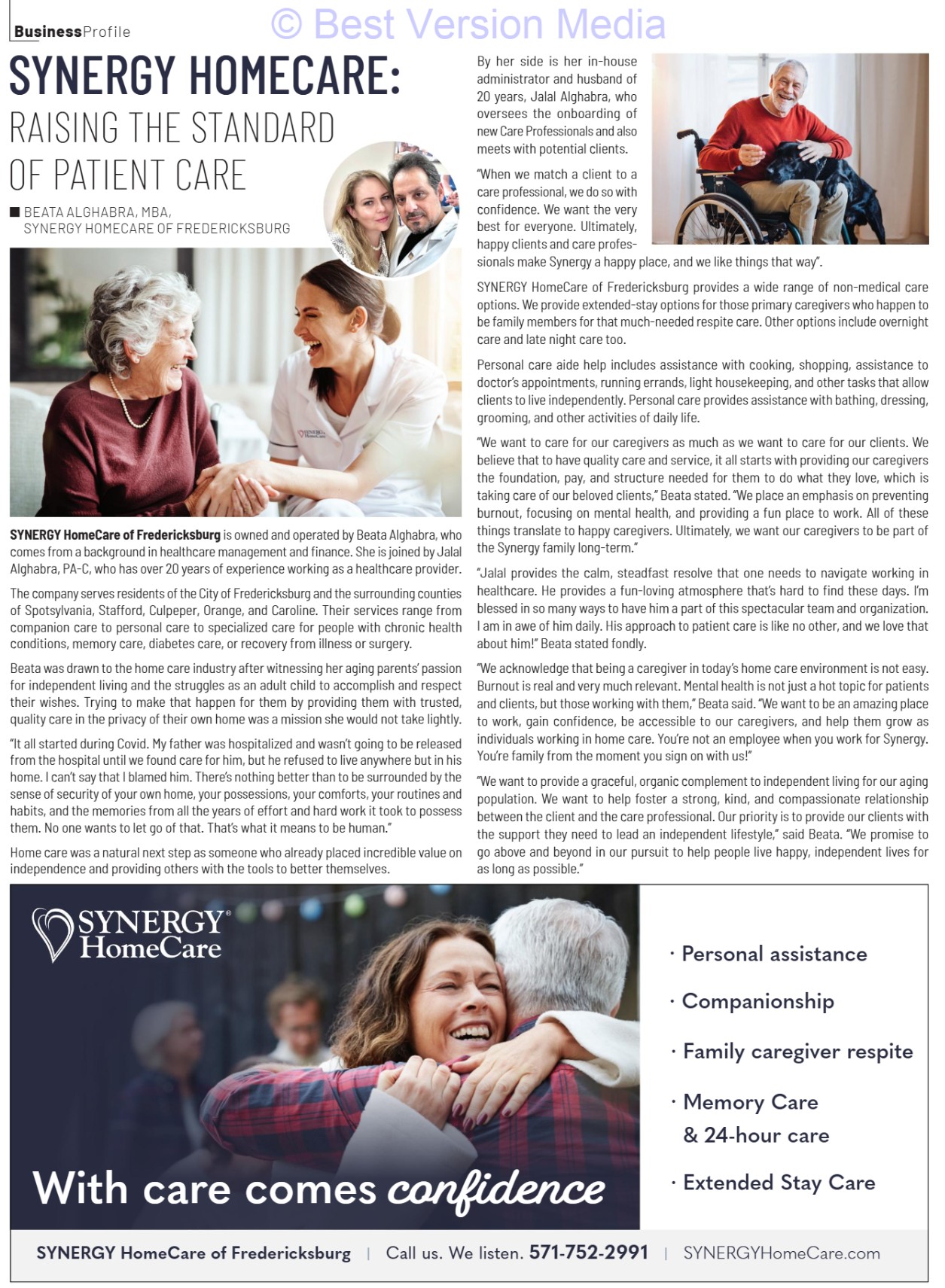 Beata Alghabra featured in Neighbors of Chancellorsville Magazine March 2024