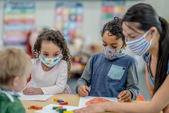 kids at home with caregivers onine school