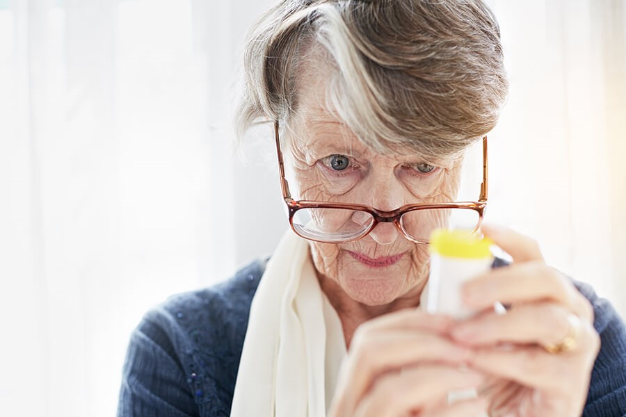 senior woman with glasses