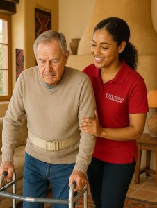 Home caregiver helping prevent falls for a senior in Tucson AZ