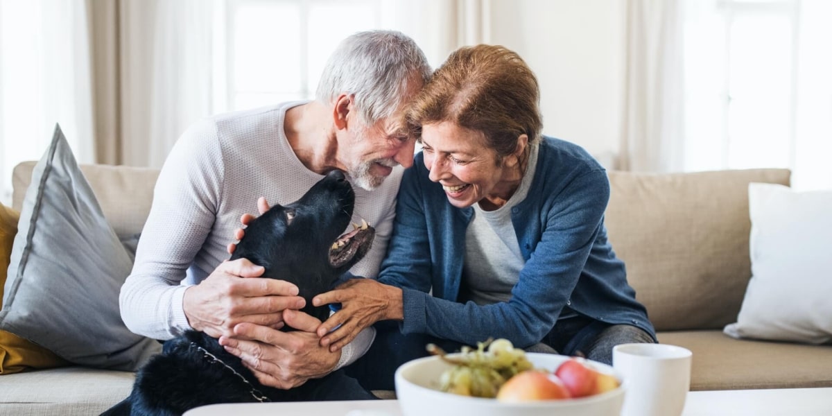 Senior husband and wife aging in place happily thanks to the help of their SYNERGY HomeCare caregivers.